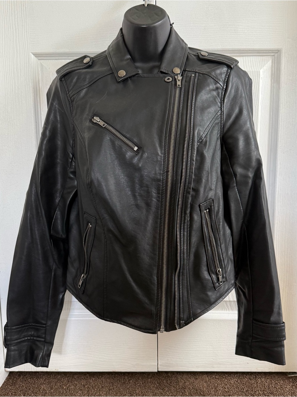 torrid Black Leather Asymmetrical Moto Jacket